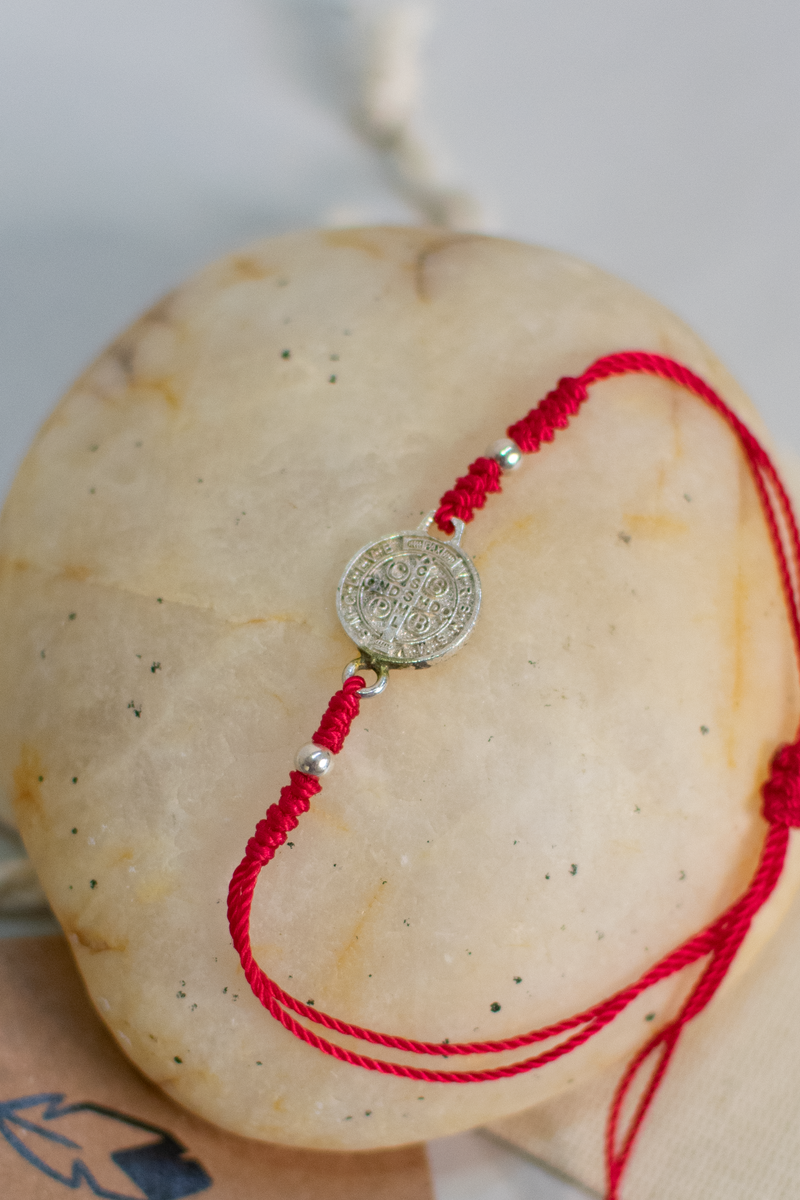 Bracciale San Benito – Argento 925 Con Dettagli Rossi – Protezione – Regolabile - Foto 2